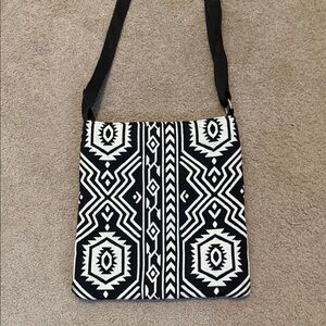 K.C. Malhan Stylish Black and White Patterned Crossbody Bag